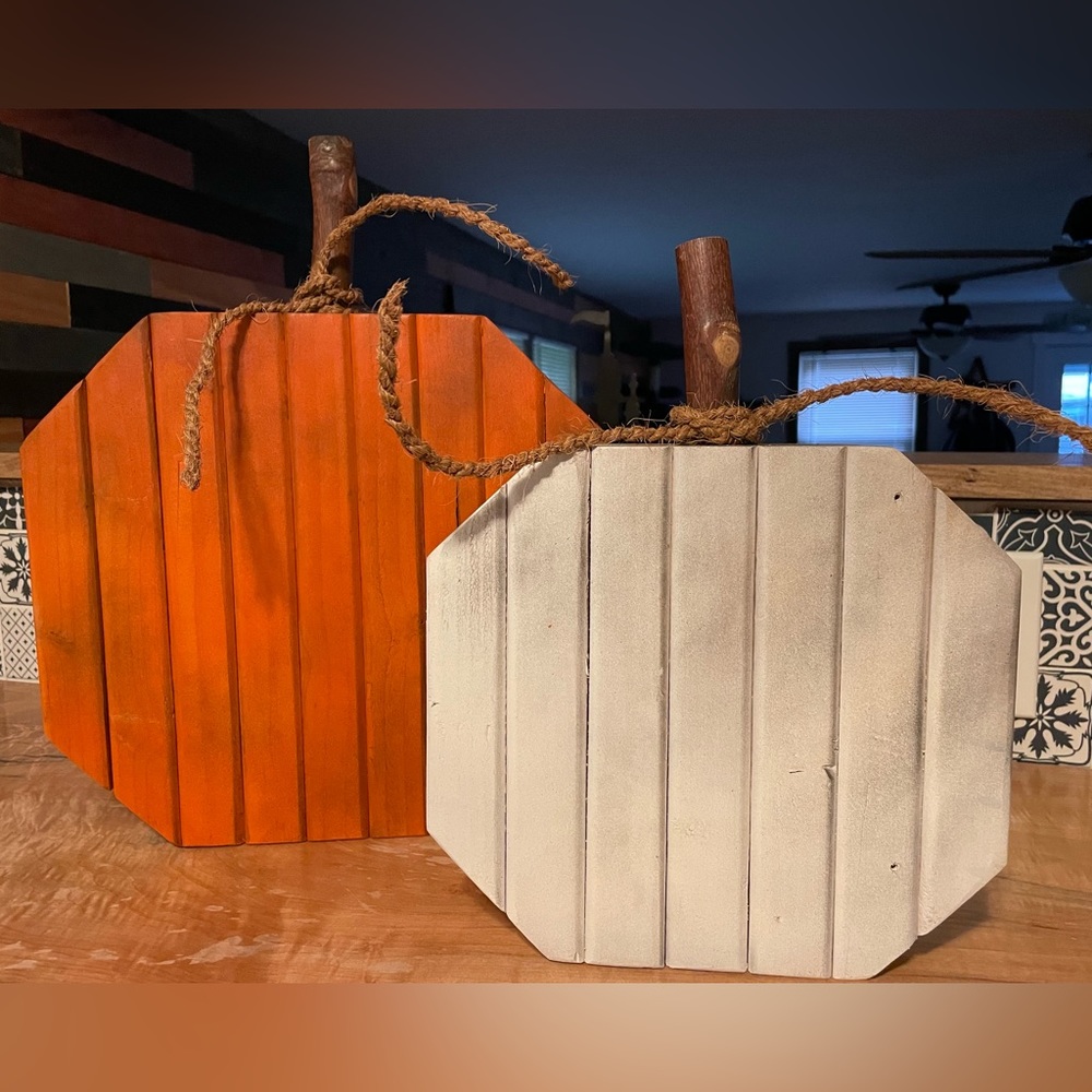 Fall Wood Pumpkin Decor hand crafted. Harvest and Autumn charm!